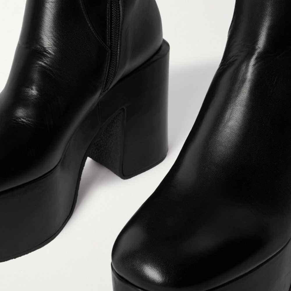Dries Van Noten Women's Black Leather Platform Boots Size 39 1/2 - Picture 2 of 8